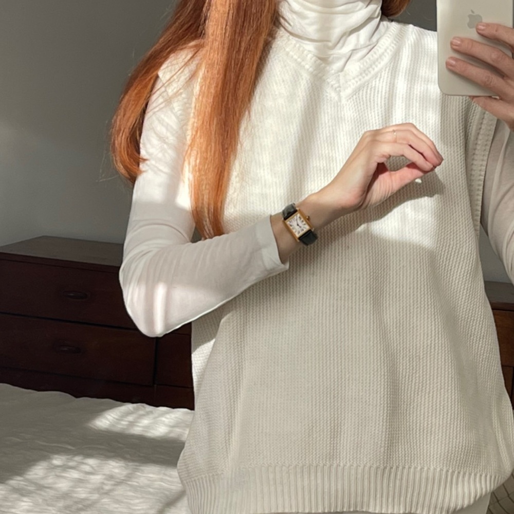 vintage knit vest in ivory / white